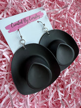 Load image into Gallery viewer, Large Black Cowboy Hat Charm Earrings
