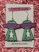 Load image into Gallery viewer, Alien Space Cat Charm Earrings
