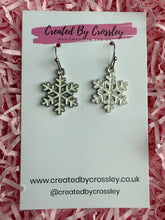 Load image into Gallery viewer, White Snowflake Charm Earrings
