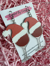 Load image into Gallery viewer, Large Festive Wine Glass Charm Earrings
