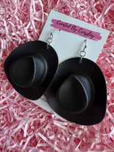 Load image into Gallery viewer, Large Black Cowboy Hat Charm Earrings
