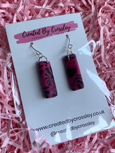 Load image into Gallery viewer, Pink and Black Clay Earrings
