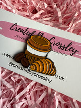 Load image into Gallery viewer, Coffee Croissant Pin Badge
