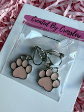 Load image into Gallery viewer, Pink Paw Print Clip On Earrings

