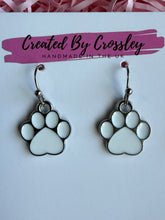 Load image into Gallery viewer, White Paw Print Charm Earrings
