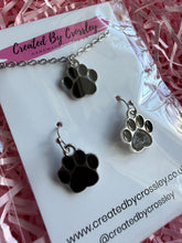 Load image into Gallery viewer, Black Paw Print Jewellery Set
