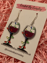 Load image into Gallery viewer, Christmas Wine Glass Charm Earrings
