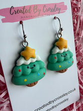 Load image into Gallery viewer, Chunky Happy Christmas Tree Charm Earrings
