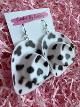 Load image into Gallery viewer, Large Black and White Cowboy Hat Charm Earrings
