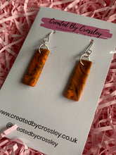 Load image into Gallery viewer, Orange Blue Rectangle Clay Earrings
