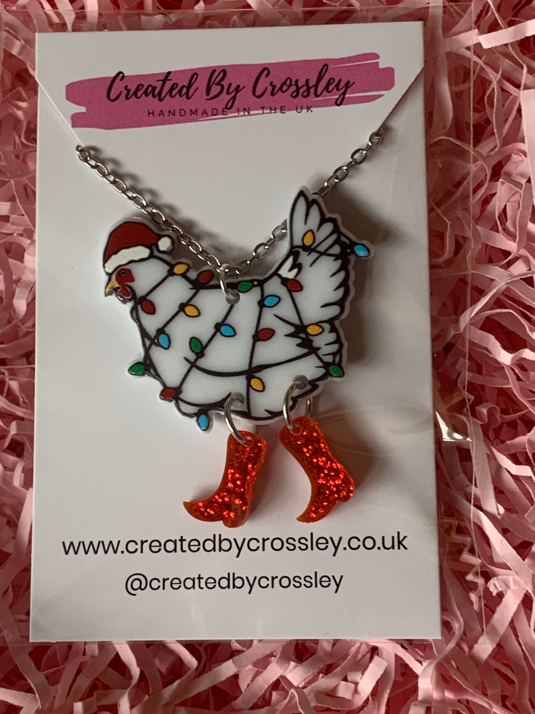 Christmas Chicken Charm Necklace