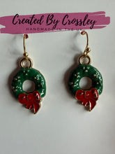 Load image into Gallery viewer, Christmas Wreath Charm Earrings
