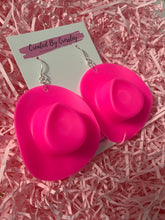 Load image into Gallery viewer, Large Pink Cowboy Hat Charm Earrings
