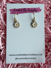 Load image into Gallery viewer, Mini White Daisy Charm Earrings

