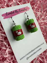 Load image into Gallery viewer, Green Wool Charm Earrings
