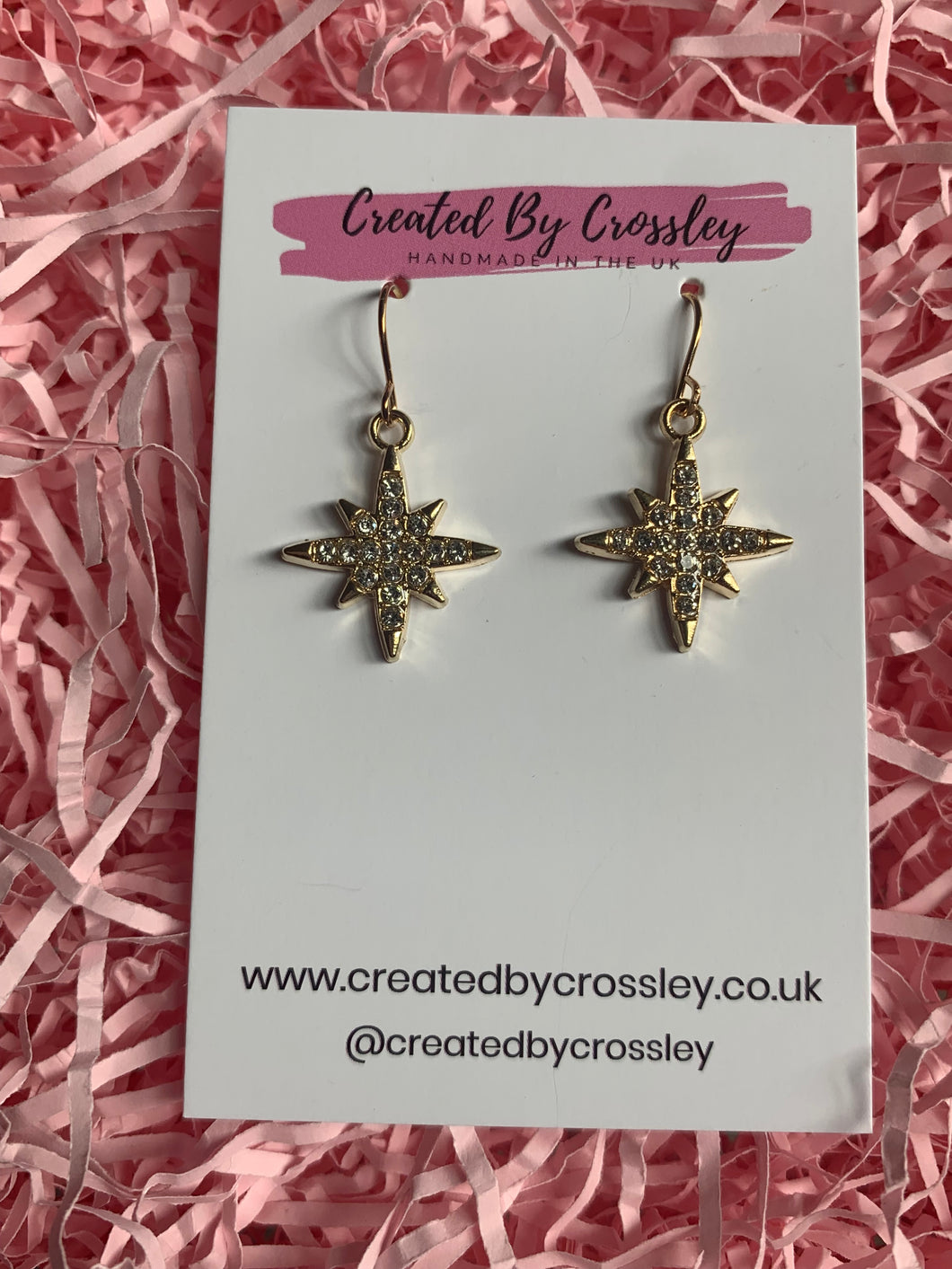 Gold Gem Star Charm Earrings