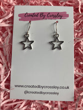 Load image into Gallery viewer, Silver Star Outline Charm Earrings
