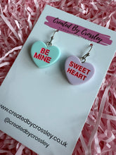 Load image into Gallery viewer, Sweetheart Quote Heart Charm Earrings
