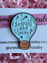 Load image into Gallery viewer, “Inspire and Create” Lightbulb Pin Badge
