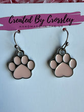 Load image into Gallery viewer, Pink Paw Print Charm Earrings
