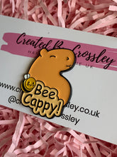 Load image into Gallery viewer, Bee Cappy! Capybara Pin Badge
