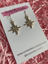 Load image into Gallery viewer, Gold Gem Star Charm Earrings
