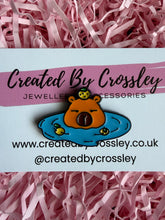 Load image into Gallery viewer, Swimming Capybara Pin Badge
