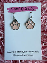 Load image into Gallery viewer, Pink Paw Print Charm Earrings
