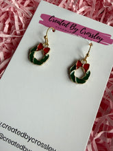 Load image into Gallery viewer, Mini Christmas Wreath Charm Earrings
