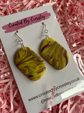 Load image into Gallery viewer, Yellow Purple Clay Earrings
