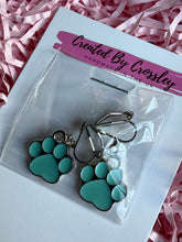 Load image into Gallery viewer, Light Blue Paw Print Clip On Earrings

