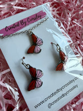 Load image into Gallery viewer, Red Pink Butterfly Jewellery Set
