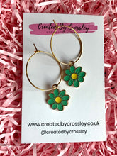 Load image into Gallery viewer, Colourful Daisy Charm Hoop Earrings
