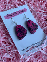 Load image into Gallery viewer, Pink and Black Clay Earrings
