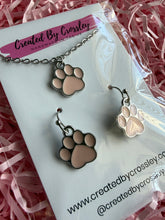 Load image into Gallery viewer, Pink Paw Print Jewellery Set
