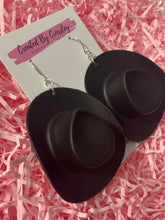 Load image into Gallery viewer, Large Black Cowboy Hat Charm Earrings
