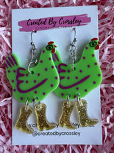 Load image into Gallery viewer, Green Chicken Charm Earrings
