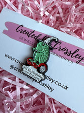 Load image into Gallery viewer, “Off to commit Tom foolery” Funny Frog Pin Badge
