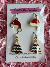 Load image into Gallery viewer, Santa Tree Earring Duo
