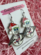 Load image into Gallery viewer, Festive Skeleton Snowman Charm Earrings
