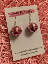 Load image into Gallery viewer, Pink Disco Ball Charm Earrings
