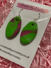 Load image into Gallery viewer, Green and Pink Oval Earrings
