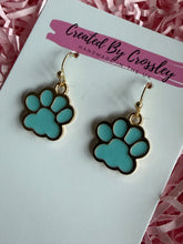 Load image into Gallery viewer, Blue Paw Print Charm Earrings
