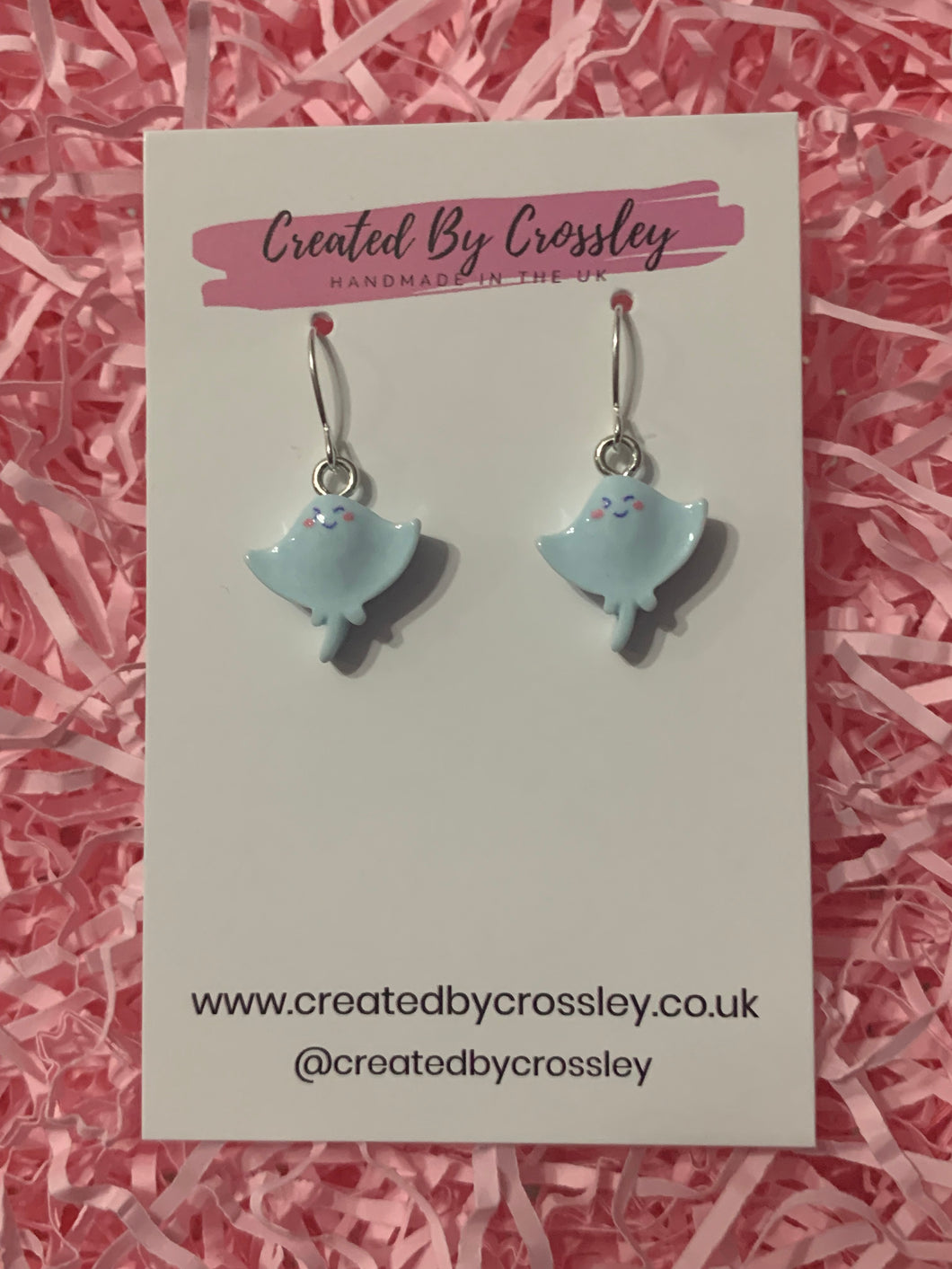 Blue Sting Ray Charm Earrings