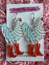 Load image into Gallery viewer, White Chicken Charm Earrings
