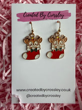 Load image into Gallery viewer, Reindeer Stocking Charm Earrings
