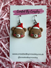 Load image into Gallery viewer, Chunky Festive Bear Charm Earrings
