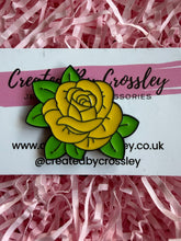 Load image into Gallery viewer, Yellow Rose Flower Pin Badge

