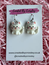Load image into Gallery viewer, White Cat Charm Earrings
