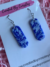 Load image into Gallery viewer, Blue Patterned Clay Earrings
